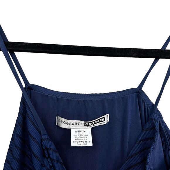 Necessary Objects Womens Maxi Dress Spaghetti Straps Half Lined Slit Navy Sz M - Picture 5 of 5